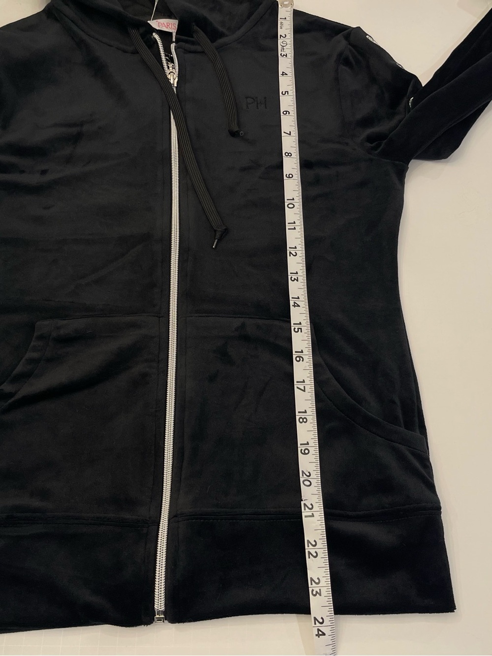 Iconic Paris Hilton Velour Hoodie Black Size XS - Picture 8 of 9